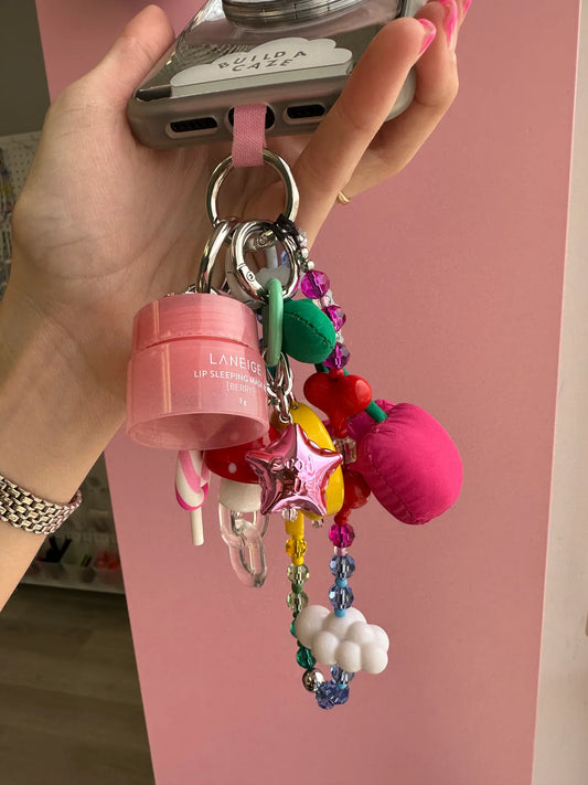 Charm de estrella de la suerte rosa intenso, accesorio colgante para celular y teléfono móvil.