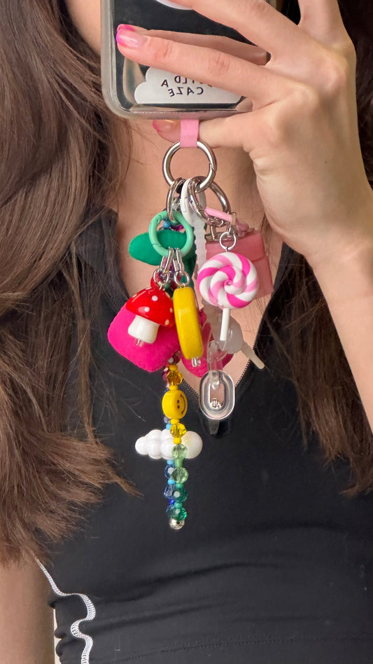Charm para celular de espiral rosa, accesorio decorativo, dije colgante para móvil, adorno para teléfono.
