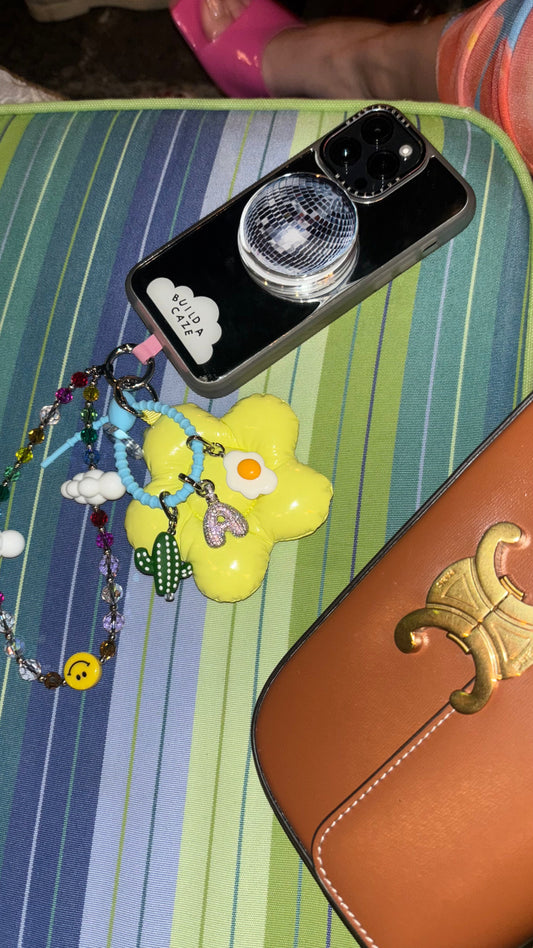 Accesorio de celular con dije de cactus rosa, charm para móvil, decoración de teléfono.