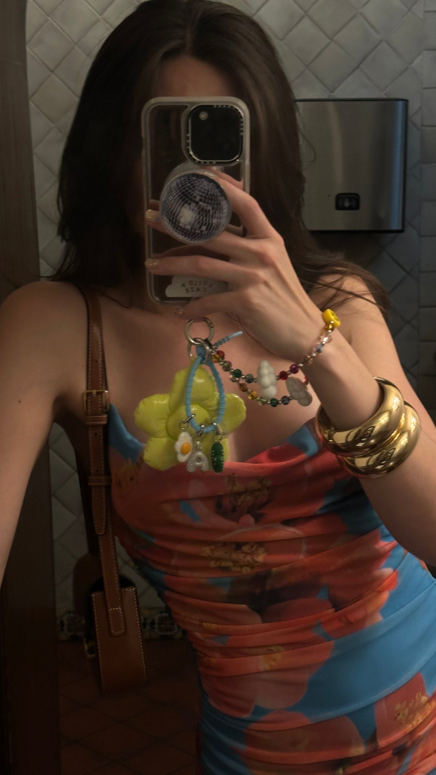Yellow Flower Power Puffy Keychain