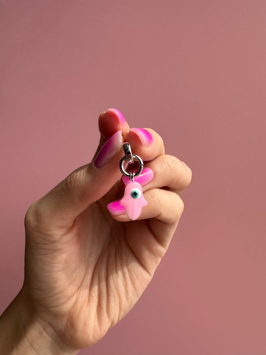 Dije 'Evil Eye' rosa para celular, charmie protector, accesorio colgante para móvil.