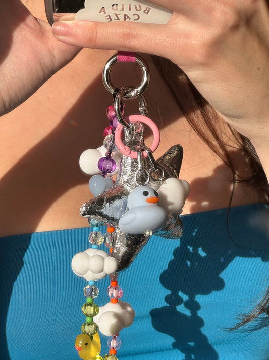 Charm para celular de pato azul, dije de pato de goma, accesorio colgante para móvil, adorno de teléfono.
