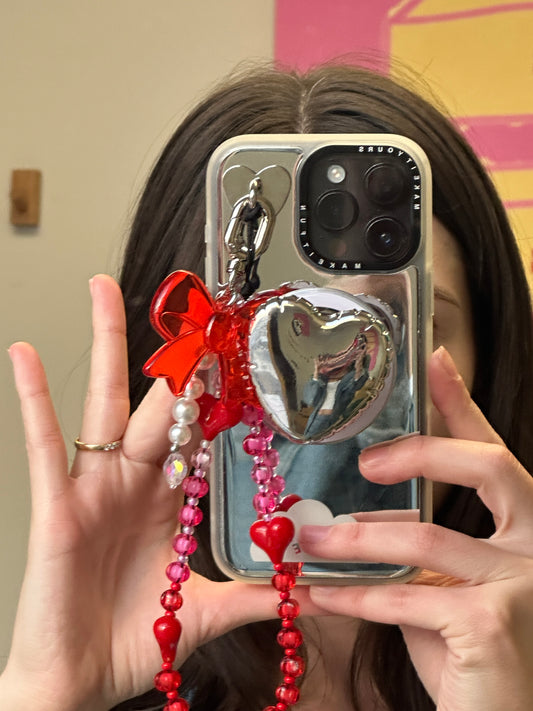 Soporte magnético para celular, Pop Grippy de corazón plateado, accesorio pop socket, agarre para teléfono móvil.