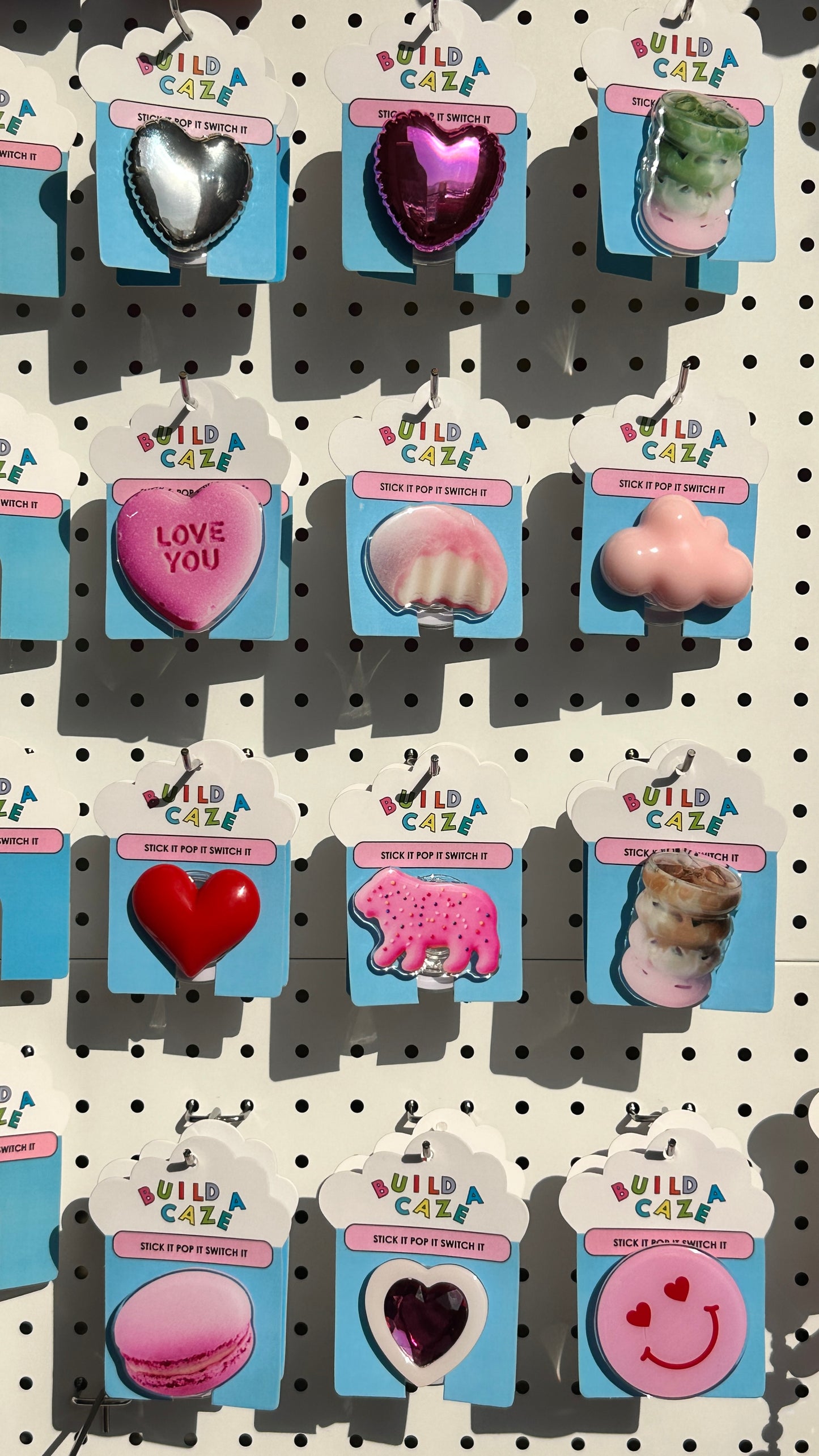 Pop Grippy corazón rosa con brillo para celular, sujetador de teléfono móvil, accesorio magnético para MagSafe.