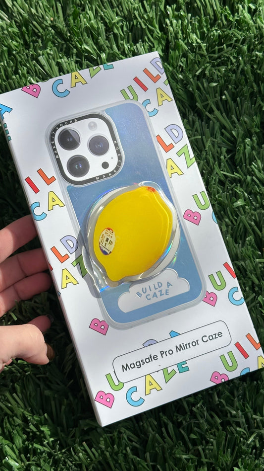 Pop Grippy Magsafe de limón, soporte magnético para teléfono, agarre de celular con diseño de fruta, accesorio móvil divertido.