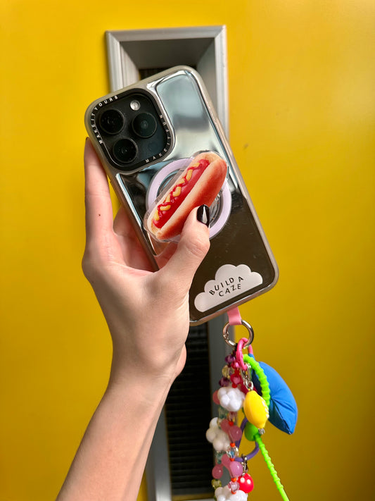 Pop Grippy de hot dog para celular, accesorio divertido y original, sujetador de teléfono con diseño de comida rápida.