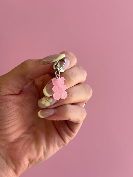 Charm para celular de osito de goma rosa, accesorio kawaii para móvil, dije colgante dulce para teléfono.