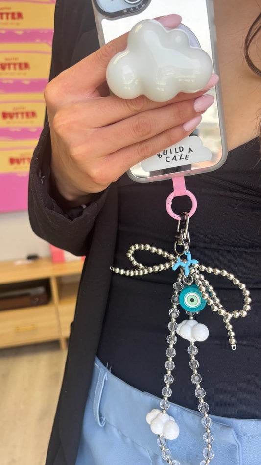 Charm para celular de perrito globo azul bebé, accesorio colgante para móvil, dije para teléfono, adorno de correa.