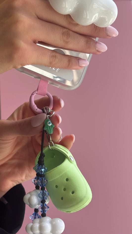 Charmie de ojo turco verde para teléfono móvil, accesorio de amuleto protector para celular, dije colgante para correa.