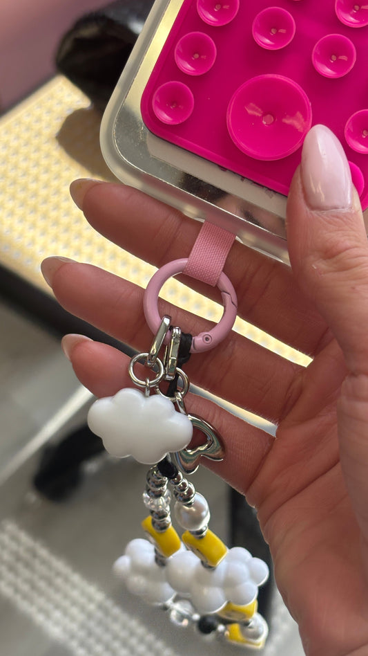 Accesorio de celular con dije de nube, charm para móvil, adorno de teléfono.