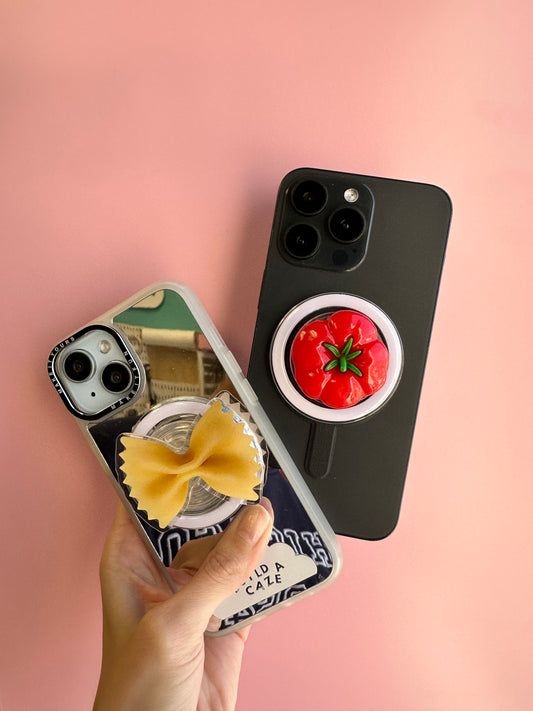 Sujetador Pop Grippy con diseño de pasta para celular, accesorio móvil con agarre seguro.