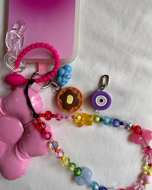 Charm para celular de ojo turco color morado con cuentas, accesorio móvil protector, dije colgante para teléfono.