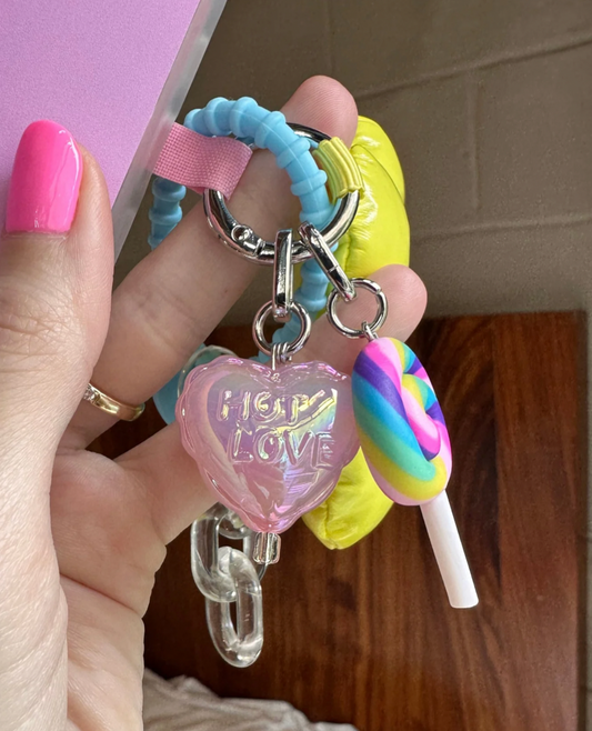 Charm para celular de globo de corazón rosa pastel, accesorio móvil decorativo, dije para teléfono.