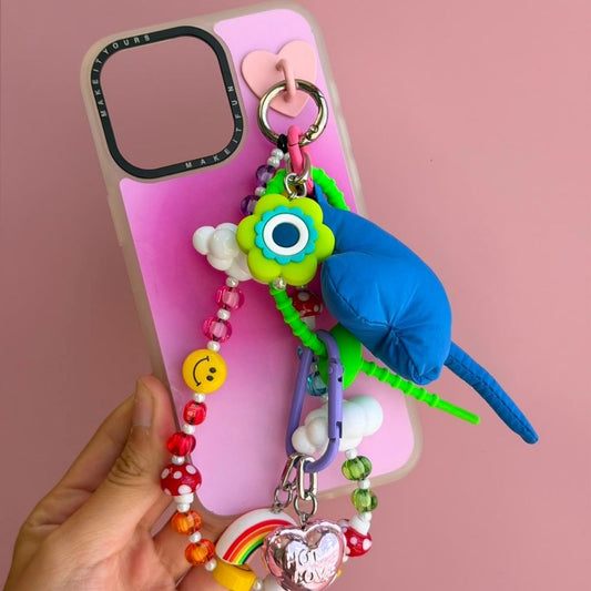 Dije para celular flor verde ojo turco se engancha al case Build A Caze