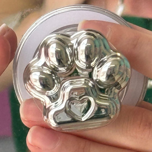 Agarre magnético para celular pata chrome 3D plateado acabado reflectante escultural Build A Caze
