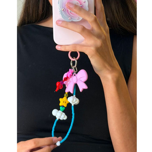 Correa de muñeca para celular perlas coloridas dijes nube estrella se engancha a cualquier case Build A Caze