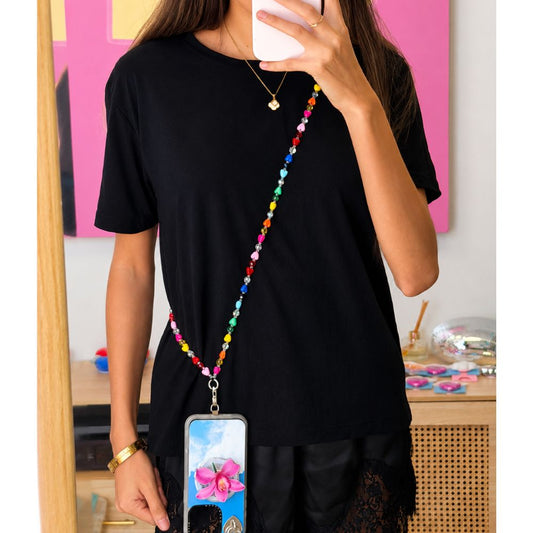 Correa para celular corazones arcoíris cruzada phone lanyard crossbody Build A Caze