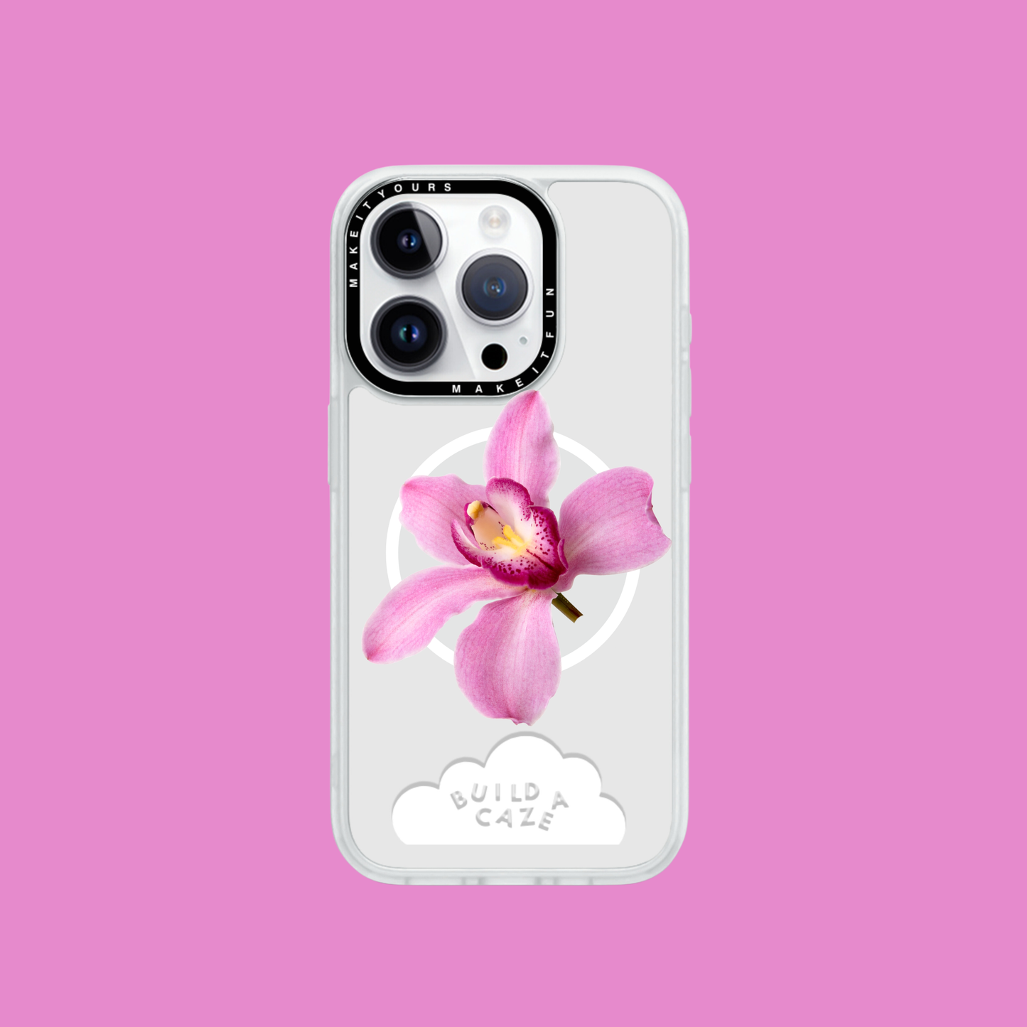 Orquídea rosa Pop Grippy vista frontal centrado sobre un fondo blanco - Build A Caze