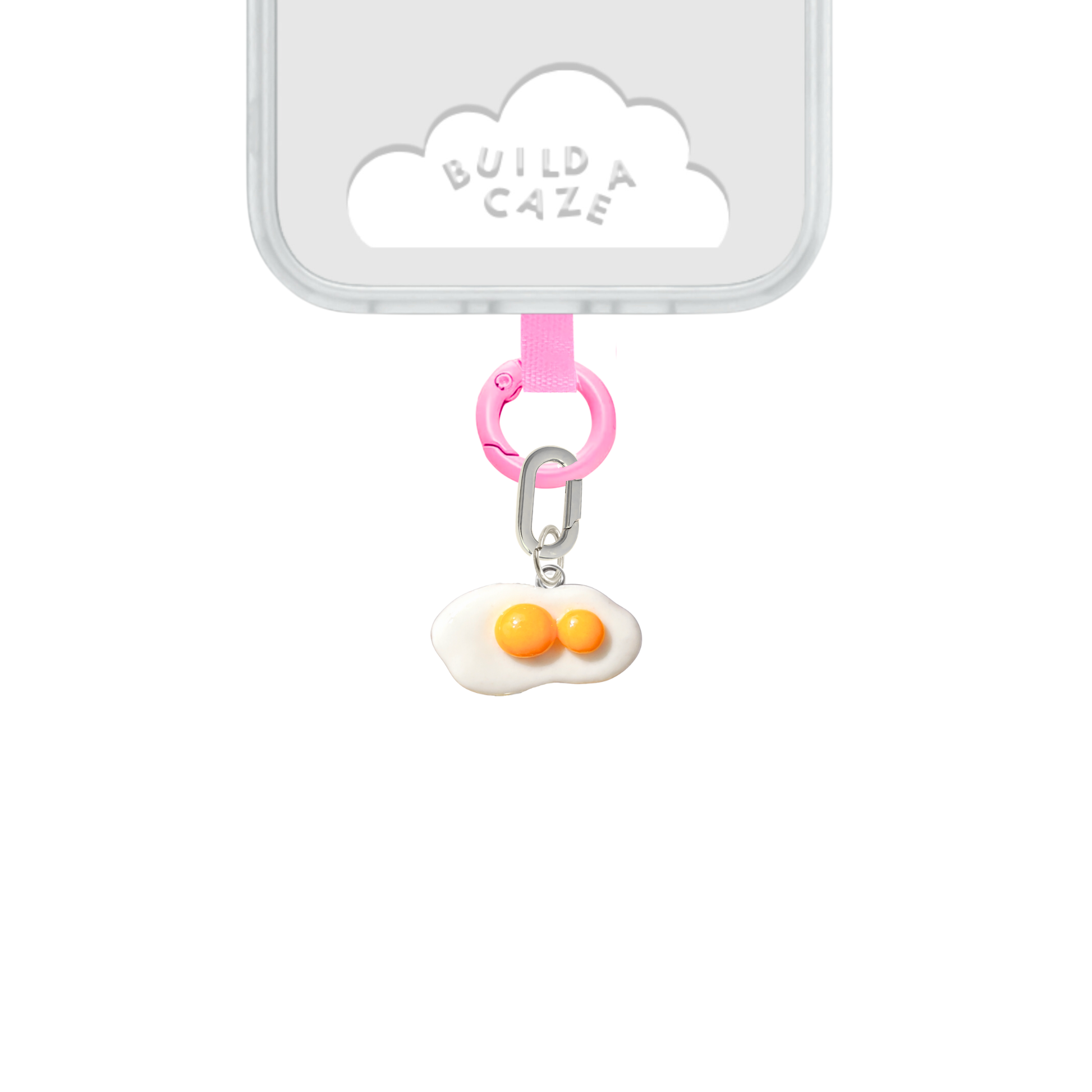 Charm para celular de huevo estrellado con dos yemas 3D, accesorio de comida tierno.