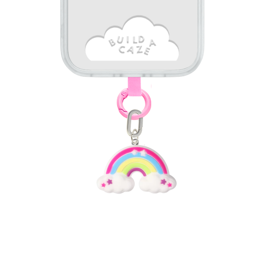 Arcoíris multicolor con estrellas colgante para celular vista frontal de primer plano - Build A Caze