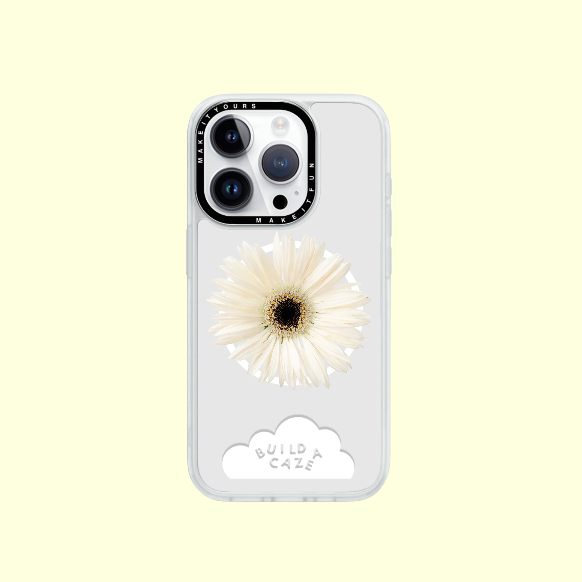 Margarita blanca impecable Pop Grippy vista frontal sobre fondo blanco - Build A Caze