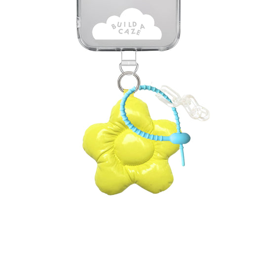 Yellow Flower Power Puffy Keychain