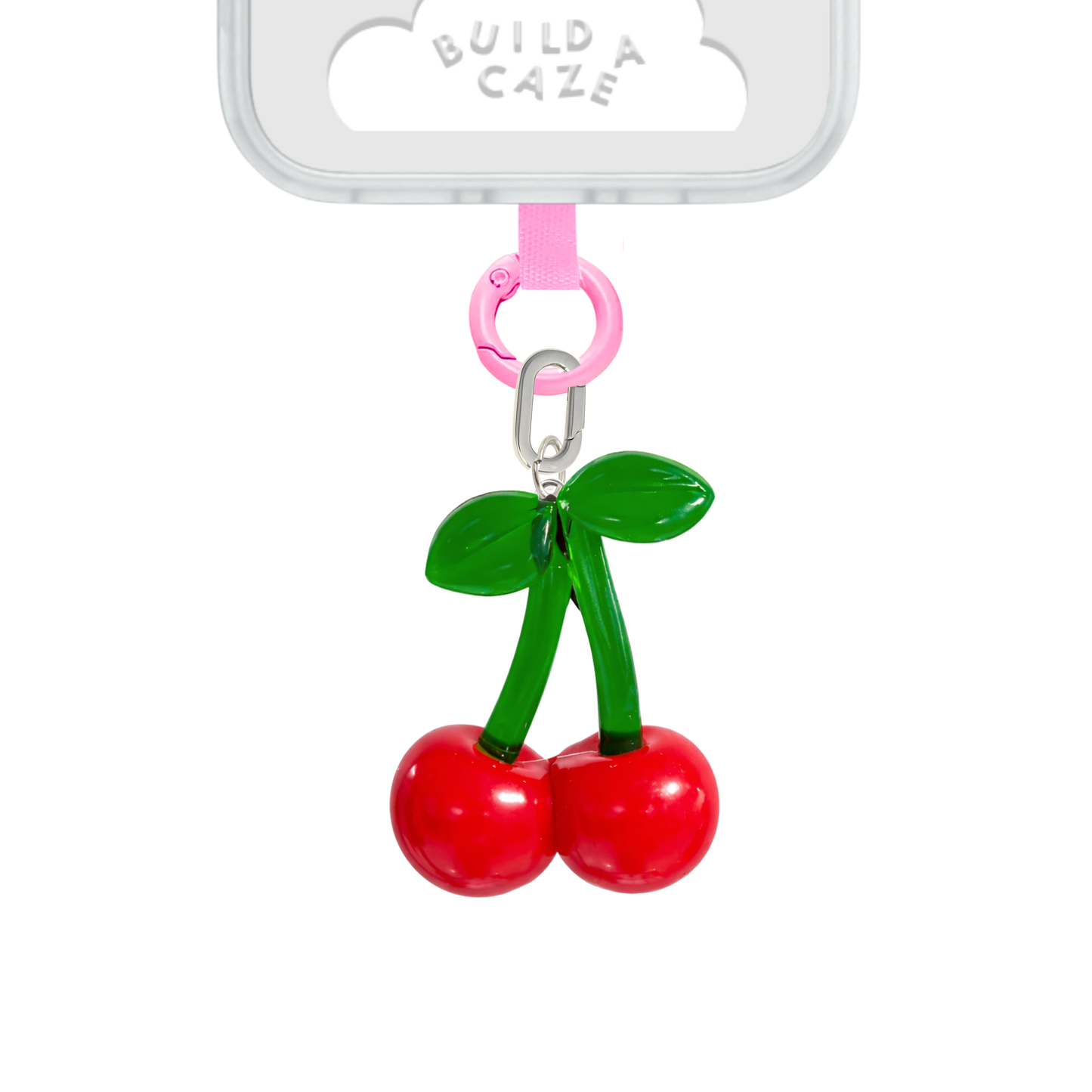 Charm XL de cereza, accesorio para celular, dije de teléfono, colgante de móvil, color verde y rojo, detalle dulce para tu dispositivo.