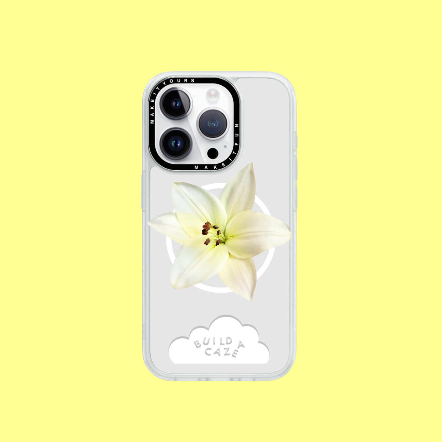 Elegante lirio blanco Pop Grippy vista frontal centrado sobre un fondo blanco - Build A Caze