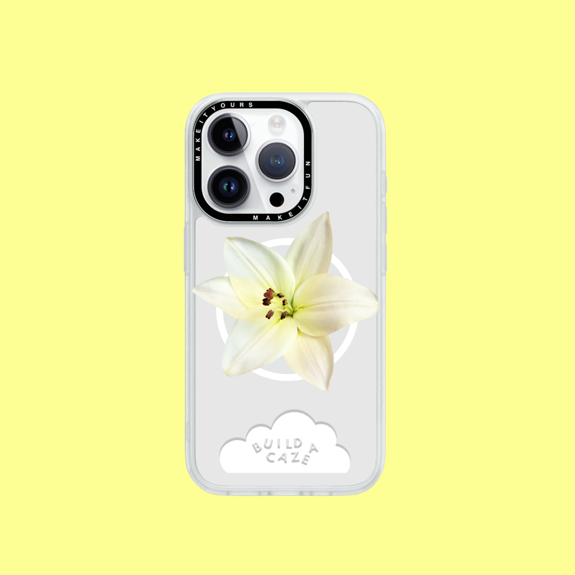 Elegante lirio blanco Pop Grippy vista frontal centrado sobre un fondo blanco - Build A Caze