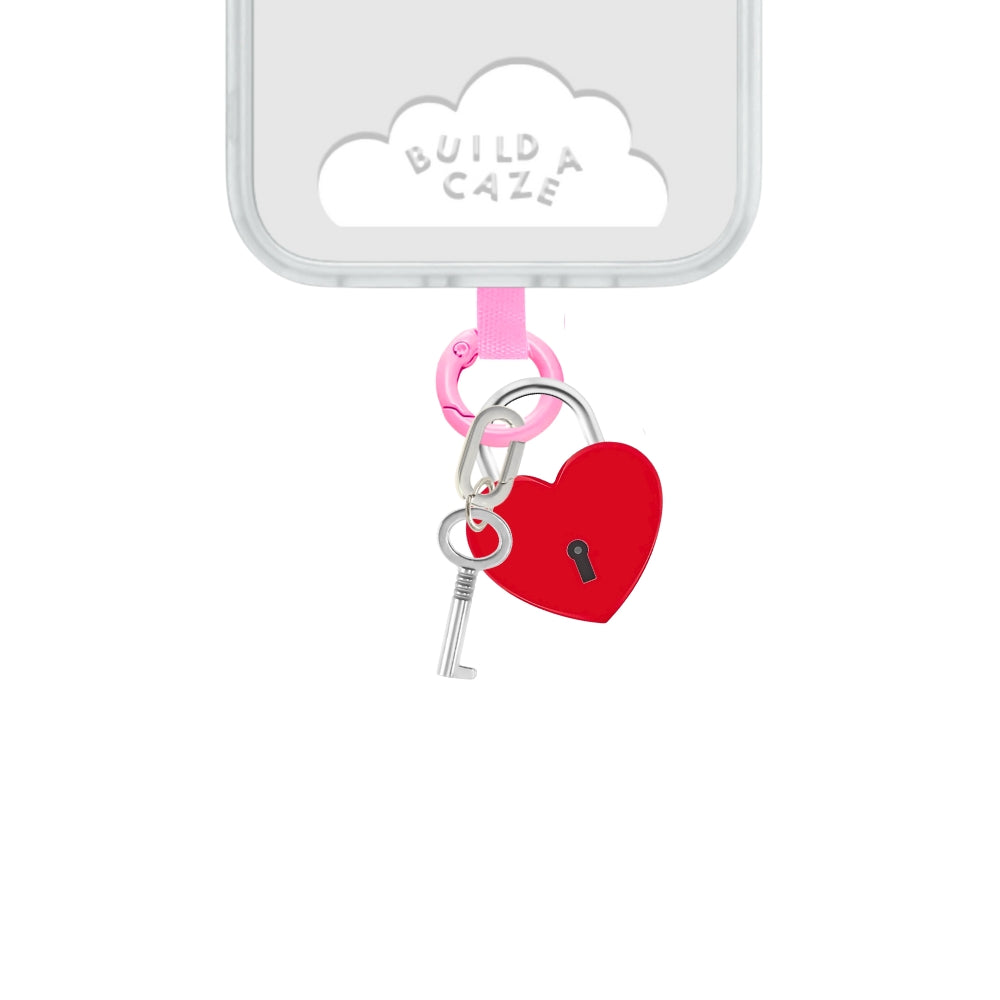 Charm para celular de candado rojo en forma de corazón, accesorio de móvil, colgante para teléfono, dije de corazón.