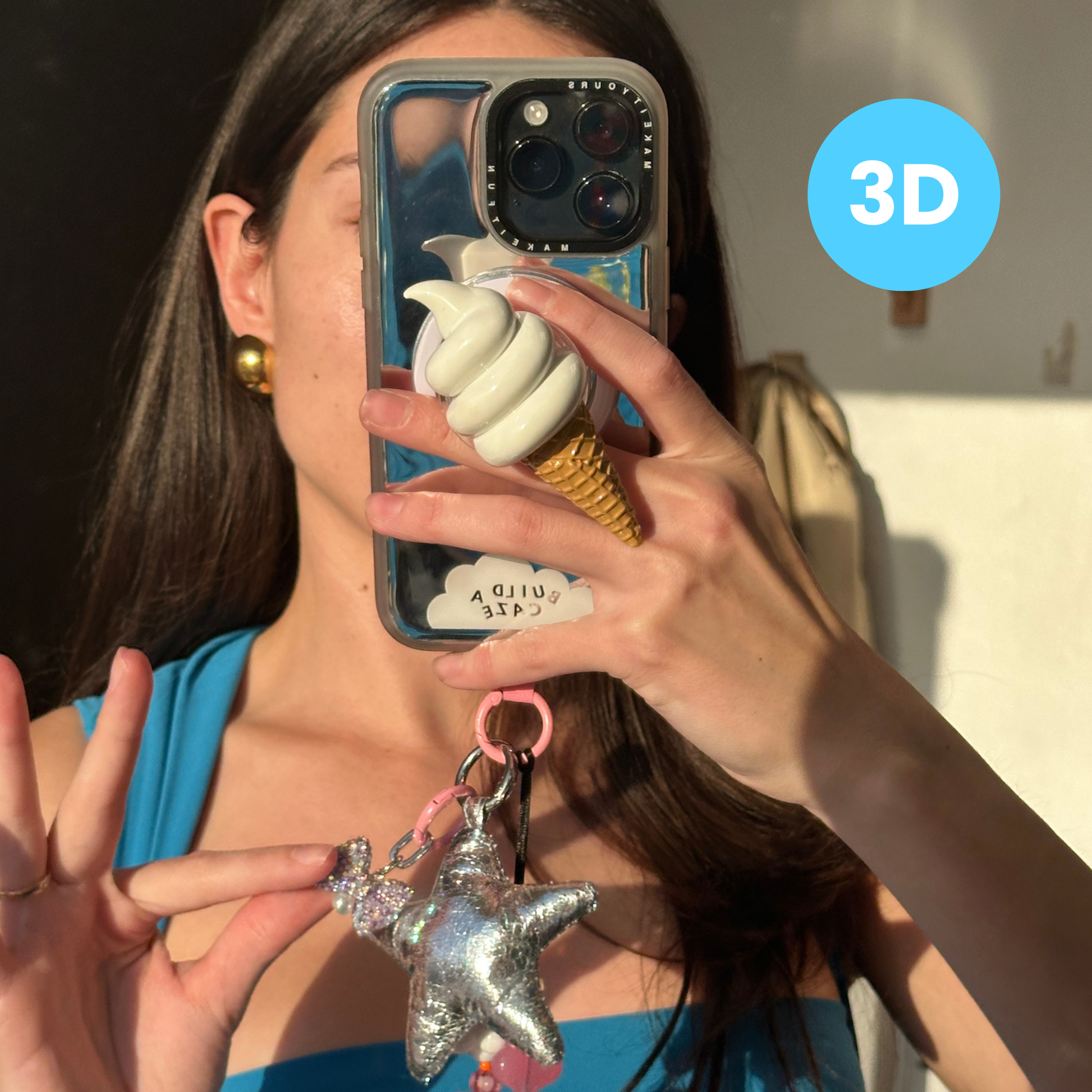 Soporte Pop Grippy Wondercone 3D con forma de cono y textura para agarre seguro de celular, accesorio móvil fidget antiestrés.