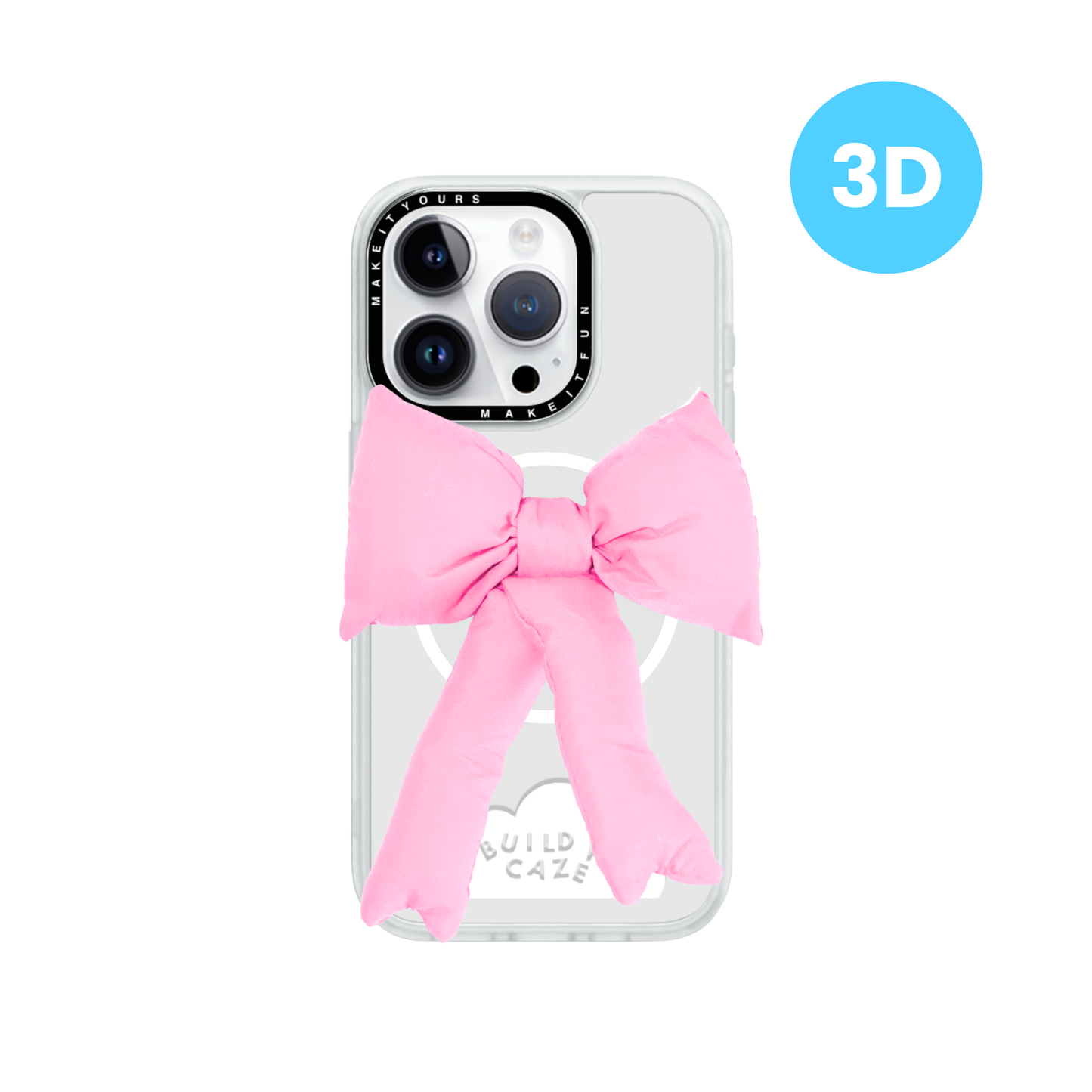 Pop Grippy MagSafe rosa hecho a mano con moño puffy, sujetador de agarre seguro para celular, accesorio de teléfono.