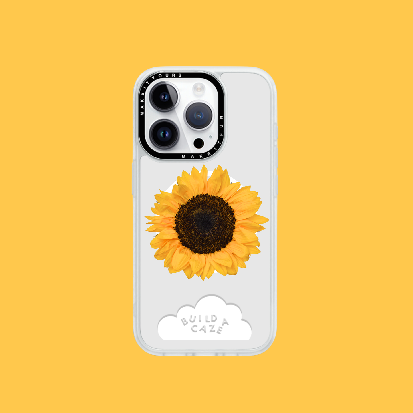 Girasol amarillo brillante Pop Grippy vista frontal centrado sobre un fondo blanco - Build A Caze