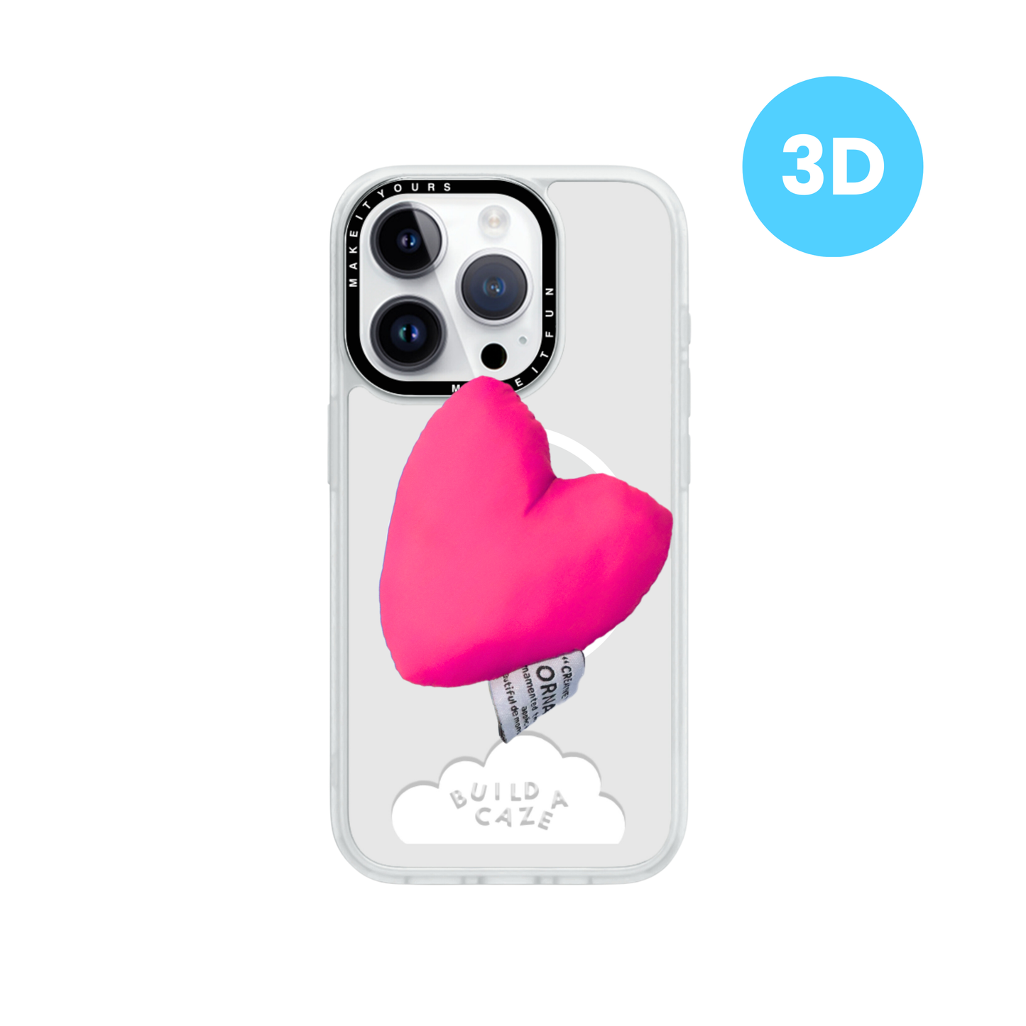 Sujetador magnético Pop Grippy de corazón hinchado rosa para celular. Accesorio de agarre MagSafe para teléfono móvil.