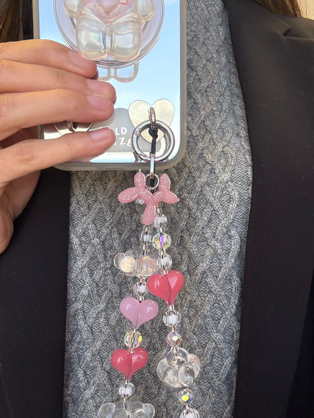 Charmie rosa claro de "bubble bark", accesorio colgante para celular, adorno para móvil, charm de teléfono, correa decorativa.