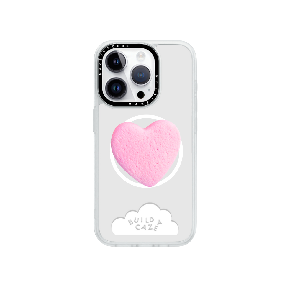 Pop Grippy de corazón rosa tipo malvavisco para celular. Accesorio de agarre magnético, soporte para móvil.