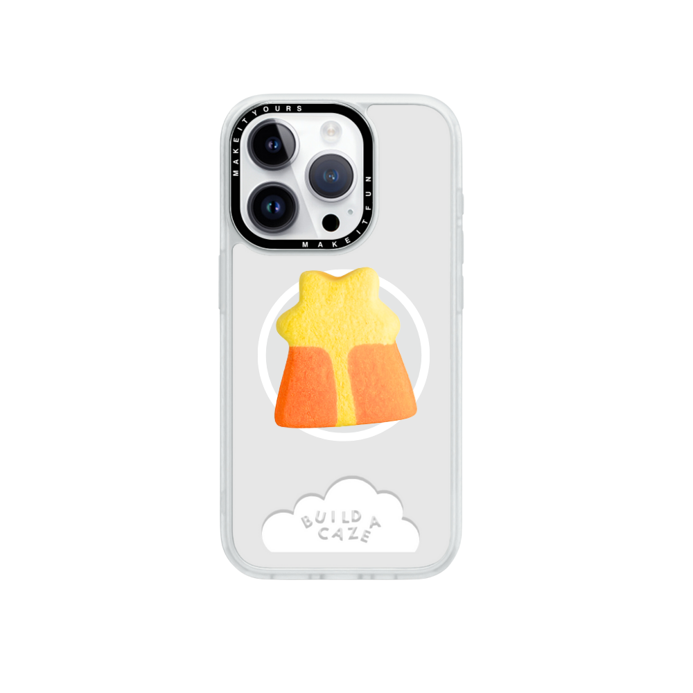 Pop Grippy "Lucky Star" para celular, soporte móvil con diseño de estrella de malvavisco, accesorio de agarre seguro color amarillo y naranja.