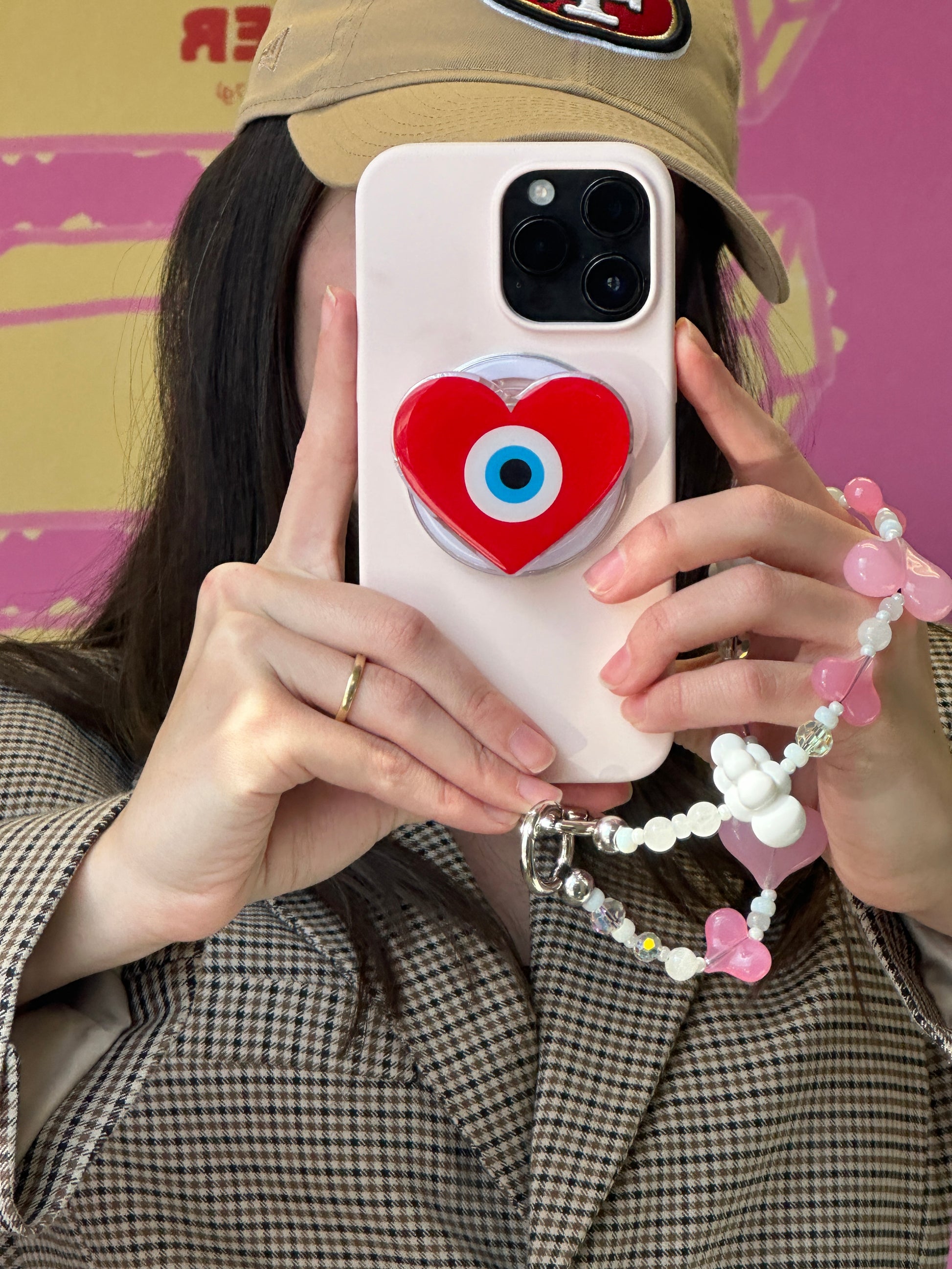 Pop Grippy corazón protector para celular, accesorio de agarre seguro, soporte para móvil, compatible con MagSafe.
