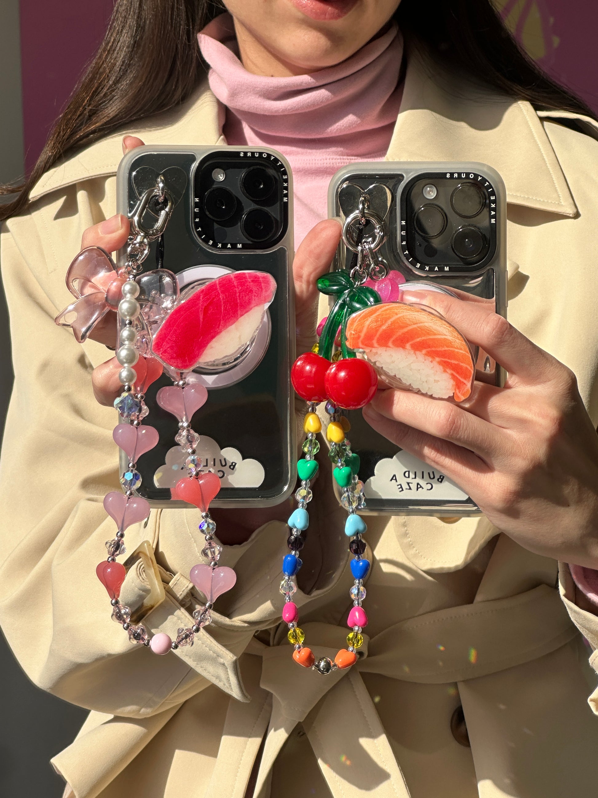 Pop Grippy de sushi nigiri de salmón, accesorio para celular, soporte móvil, agarre pop socket, para teléfono.