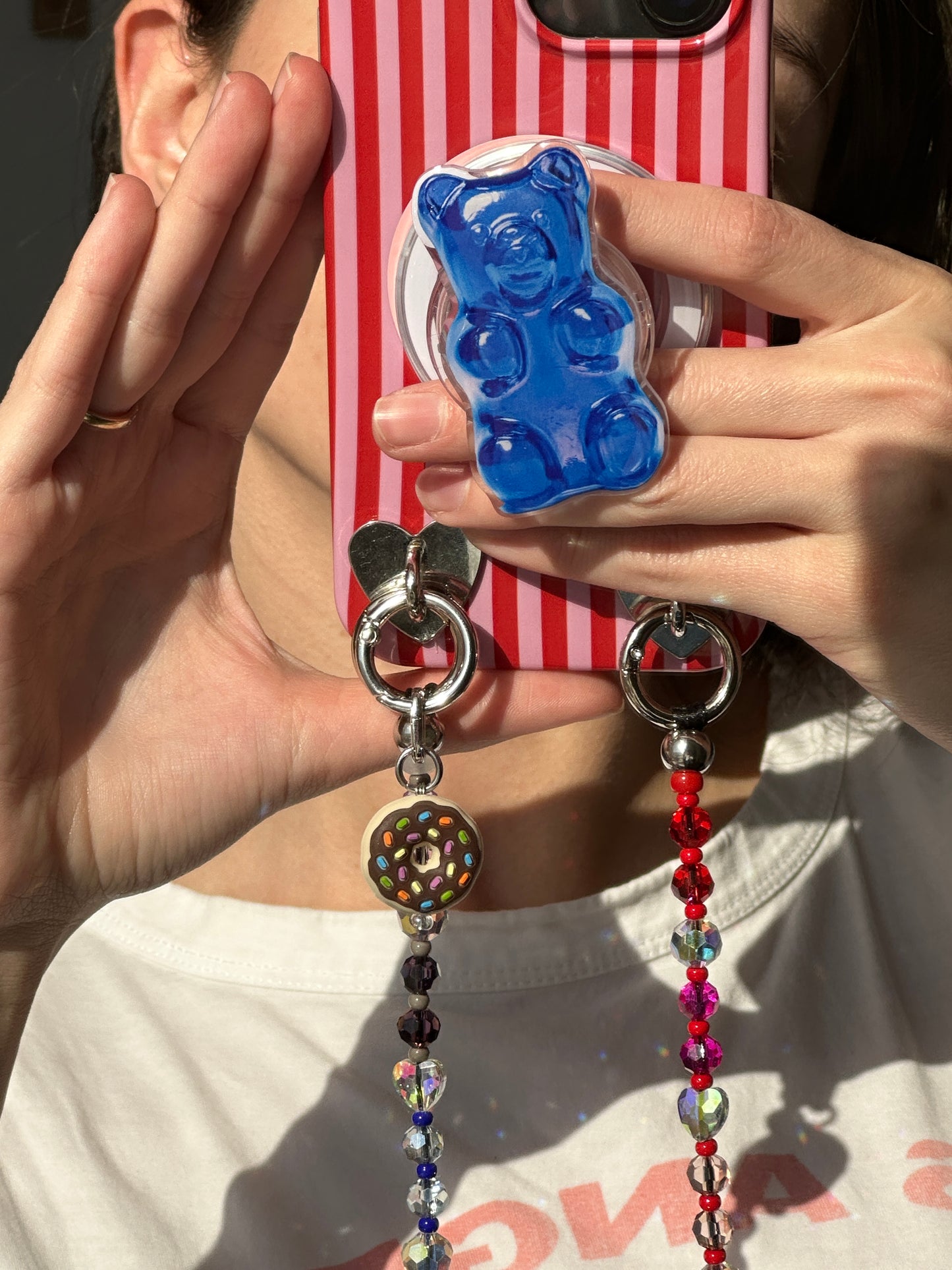 Sujetador PopSocket de oso gomoso azul, agarre magnético para teléfono, soporte extensible para celular, accesorio de moda para móvil.