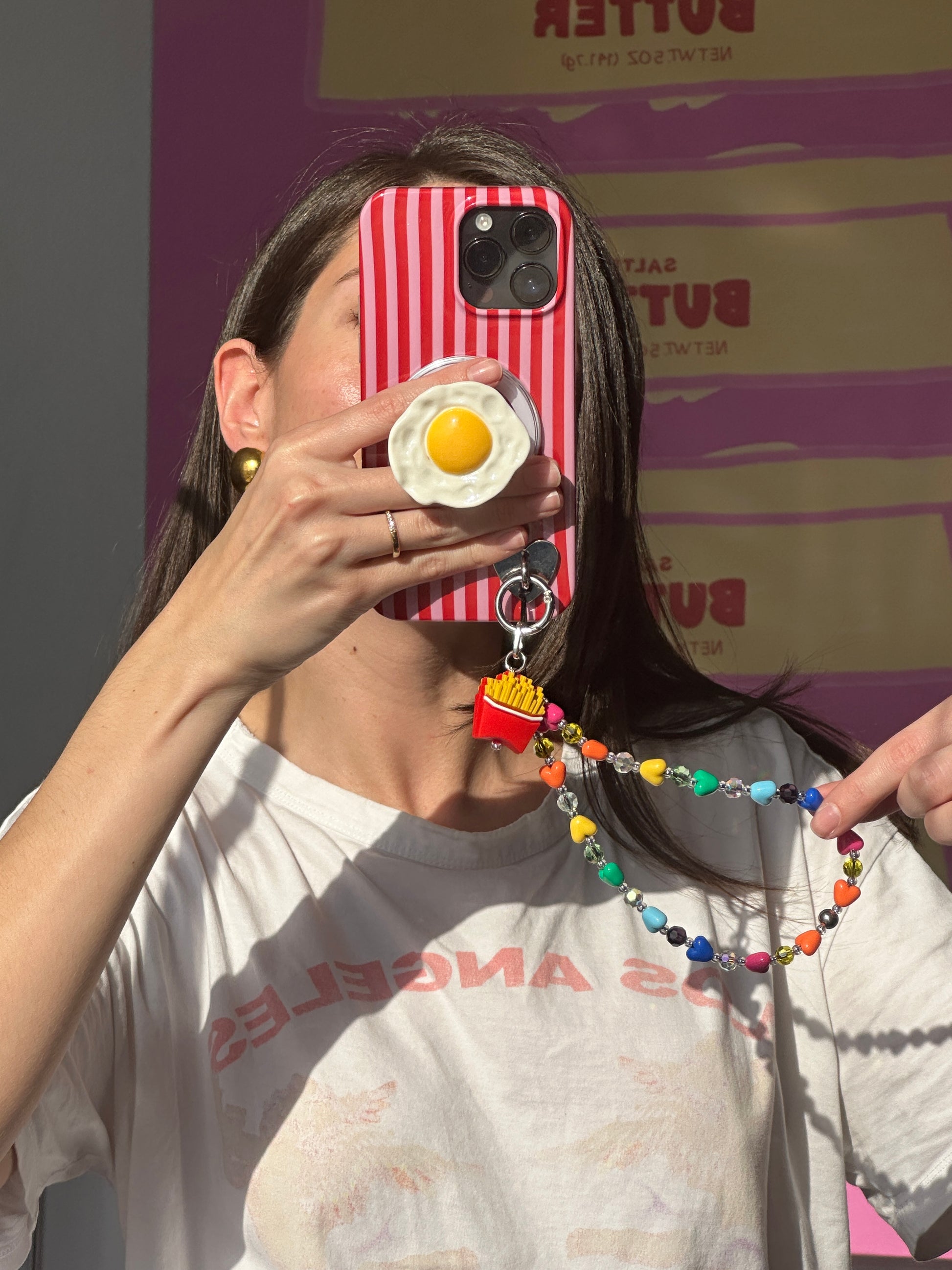 Charmie de papas fritas frenchie para celular, accesorio para teléfono móvil, dije colgante para celular.