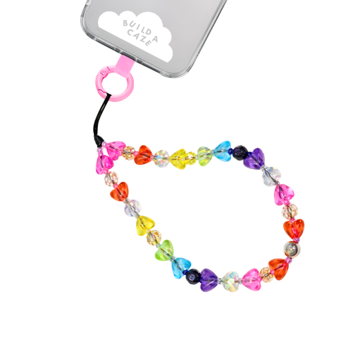 Correa de teléfono Sweet Hearts, accesorio para celular de cuentas multicolor tipo caramelo, sujetador de muñeca, strap de moda.