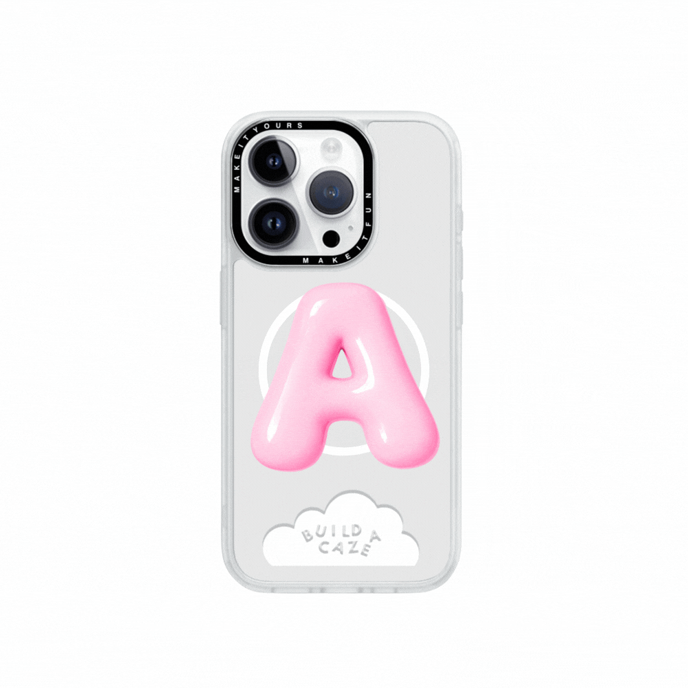 Agarre magnético para celular letra burbuja rosa compatible MagSafe inicial personalizada Build A Caze