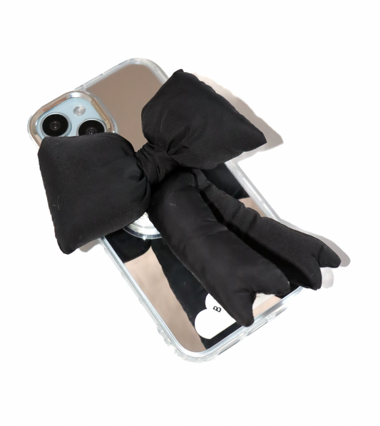 Black Handmade Puffy Bow MagSafe Pop Grippy