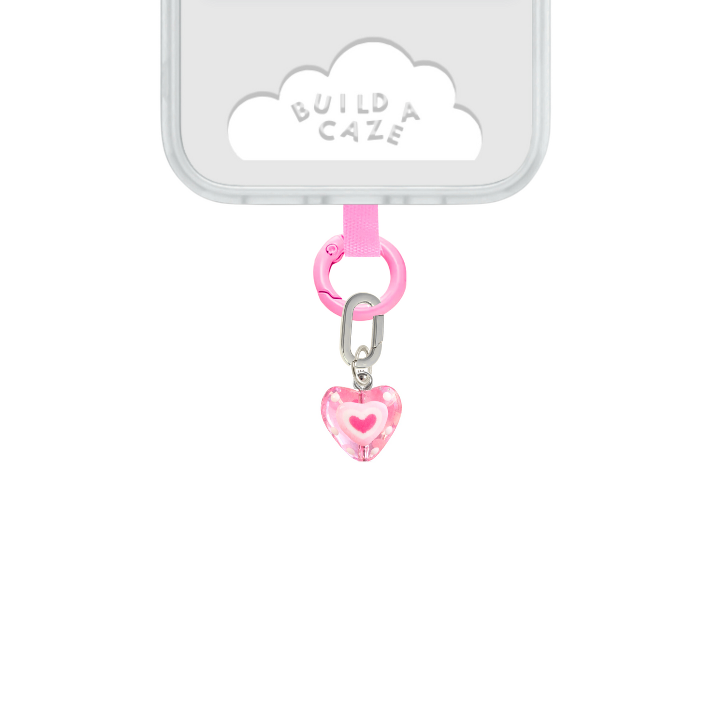 Charmie de corazón triple rosa con degradado, accesorio de teléfono celular, charm de móvil, estilo coquette.