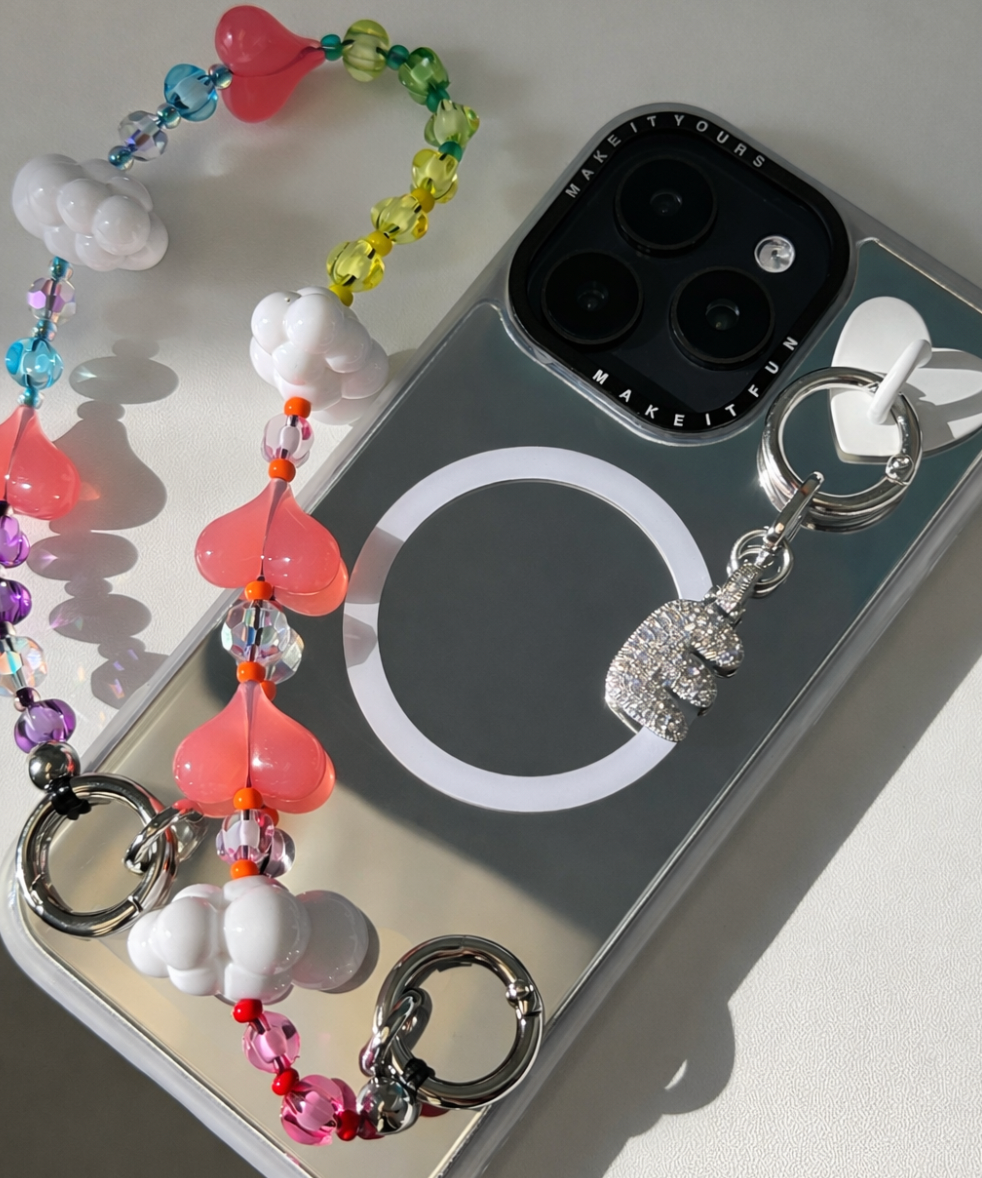 Accesorio para celular con dije colgante de corazón, charm para móvil, correa decorativa de teléfono, adorno para funda.