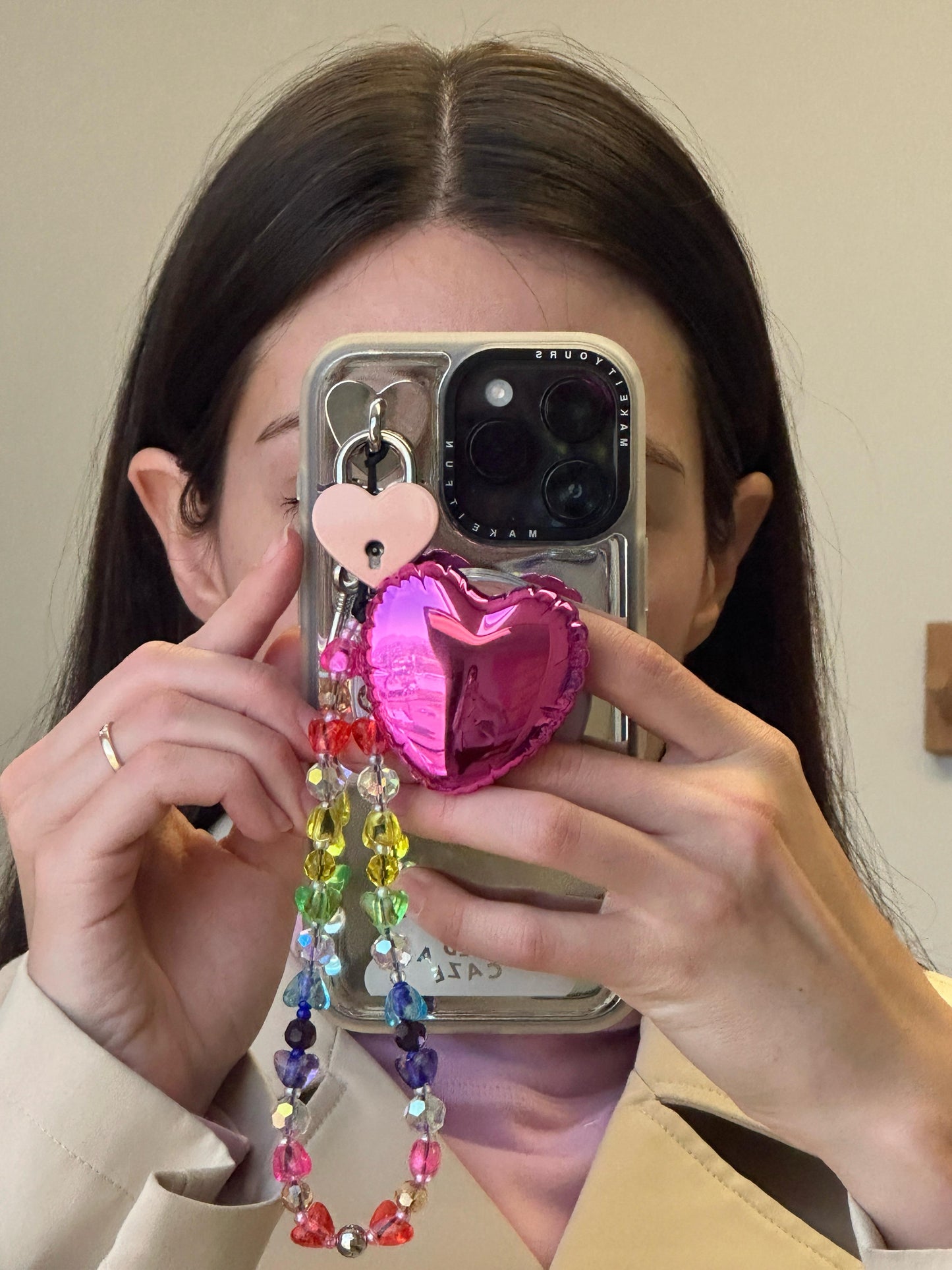Correa para celular charmie dije candado corazón y rosa, accesorio para teléfono móvil, colgante de moda.