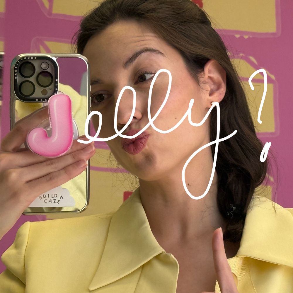 Agarre magnético para celular letra J burbuja rosa funciona con cualquier case Build A Caze