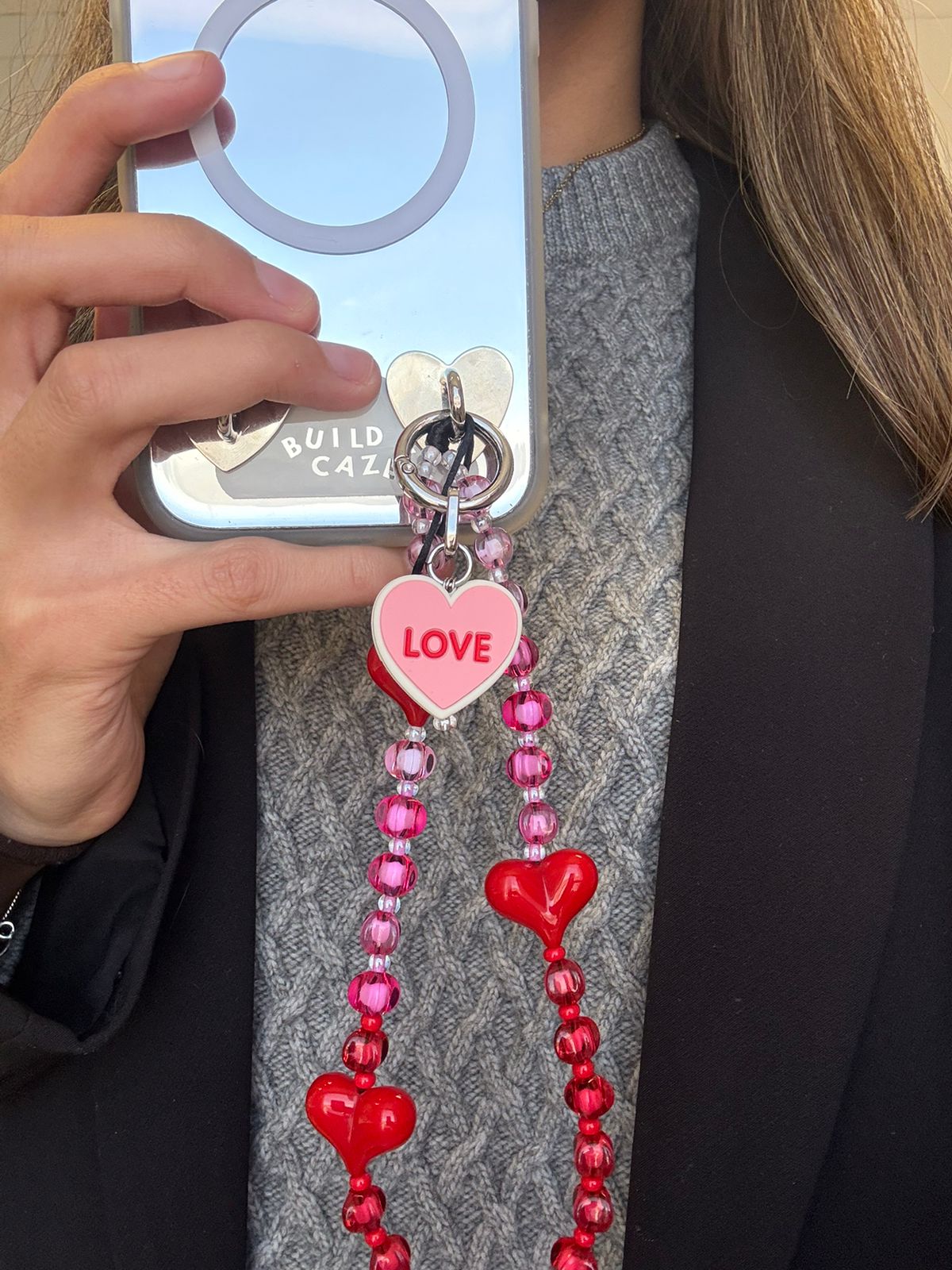 Charm o dije de corazón para celular, accesorio móvil para decoración de teléfono, charm de amor con diseño "sweetheart".