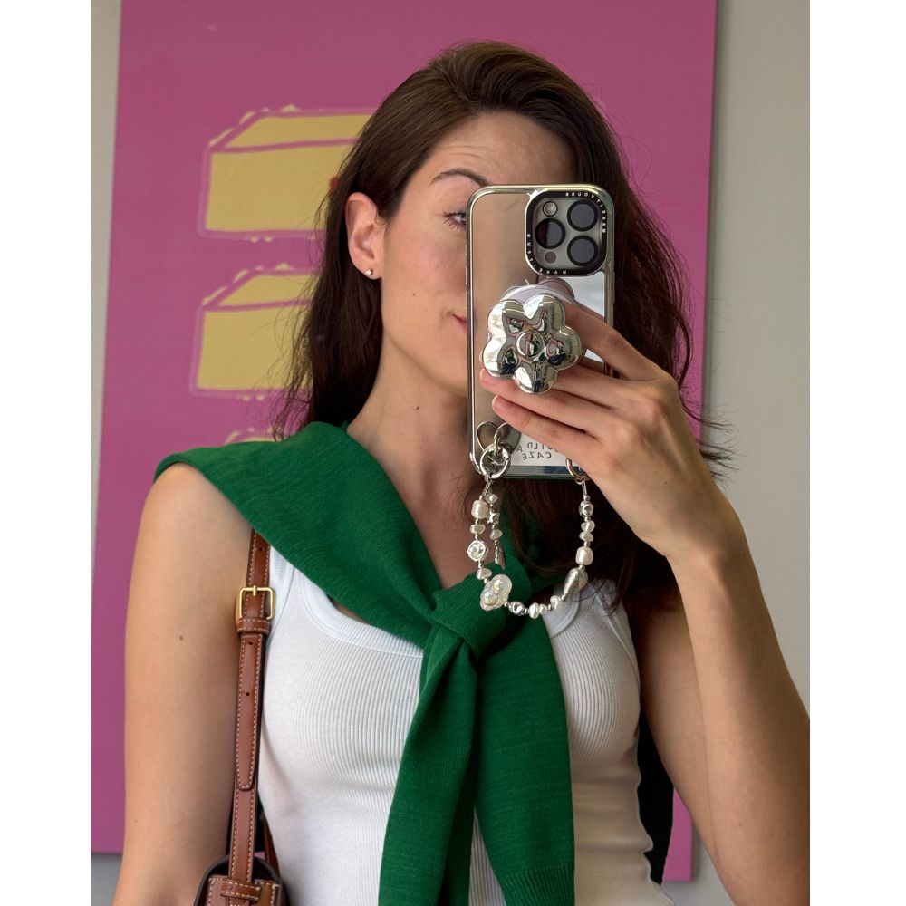 Agarre magnético para celular flor chrome plateado funciona con cualquier case accesorios Build A Caze